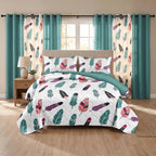 Boho Feather Bedspread & Curtain Set – 9 Pieces