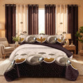 Brown Ginkgo Leaf Bedspread & Curtain Set – 9 Pieces
