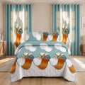 Green Geometric Circle bedspread and curtain set - coordinated bedroom