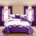 Purple Gardenia Bedspread & Curtain Set – 9 Pieces