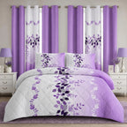 Lavender Leaf Bedspread & Curtain Set – 9 Pieces