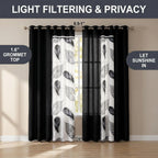 Black & White Feather bedspread and curtain set - matching curtain panels