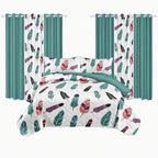 Boho Feather Bedspread & Curtain Set – 9 Pieces