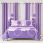 Lavender Geometric Circle Bedspread & Curtain Set – 9 Pieces
