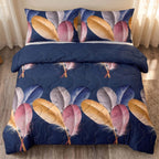 Navy Feather bedspread and curtain set - coordinated bedroom