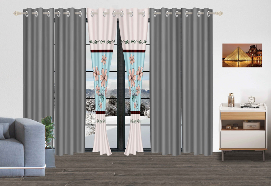 Aqua & Pink Floral bedspread and curtain set - matching curtain panels
