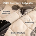 Black & White Feather bedspread and curtain set - bedspread fabric and quilting detail