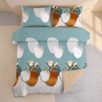 Green Geometric Circle bedspread and curtain set - coordinated bedroom