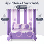 Lavender Geometric Circle Bedspread & Curtain Set – 9 Pieces
