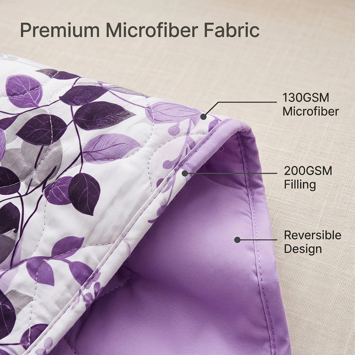 Lavender Leaf Bedspread & Curtain Set – 9 Pieces