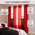 Red Rose Two-Tone Bedspread & Curtain Set – 9 Pieces