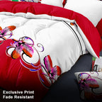 Red & White Butterfly bedspread and curtain set - coordinated bedroom