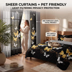 Black & Gold Butterfly Bedspread & Curtain Set – 9 Pieces