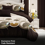 Brown Ginkgo Leaf Bedspread & Curtain Set – 9 Pieces