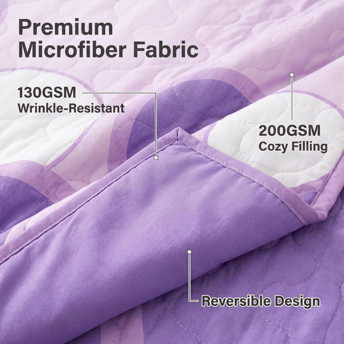Lavender Geometric Circle Bedspread & Curtain Set – 9 Pieces