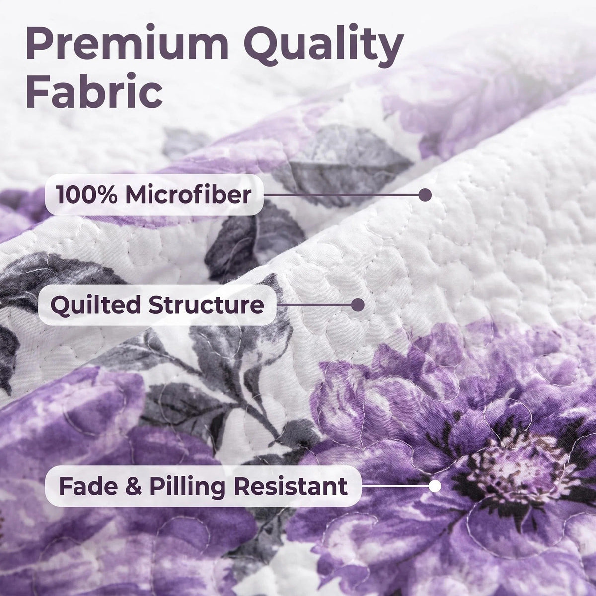 Purple Gem Floral bedspread and curtain set - fabric and quilting