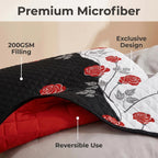 Red Rose Two-Tone Bedspread & Curtain Set – 9 Pieces