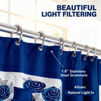 Royal Blue Rose Bedspread & Curtain Set – 9 Pieces