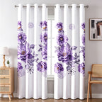 Purple Gem Floral bedspread and curtain set - curtain panels