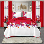 Red & White Butterfly bedspread and curtain set - coordinated bedroom