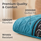 Teal & Black Swirl Bedspread & Curtain Set – 9 Pieces