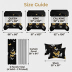 Black & Gold Butterfly Bedspread & Curtain Set – 9 Pieces