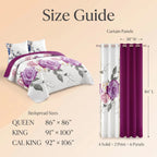 Purple Rose Floral Bedspread & Curtain Set – 9 Pieces