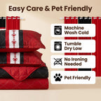 Black & Red Bohemian bedspread and curtain set - pet-friendly bedroom scene