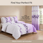Lavender Leaf Bedspread & Curtain Set – 9 Pieces