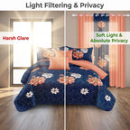 Navy & Red Floral bedspread and curtain set - coordinated bedroom