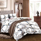 Brown Geometric bedspread and curtain set - coordinated bedroom