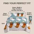 Green Geometric Circle bedspread and curtain set - coordinated bedroom