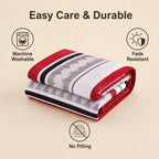 Red & Black Geometric Chevron bedspread and curtain set - care guidance