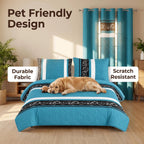 Teal & Black Swirl Bedspread & Curtain Set – 9 Pieces