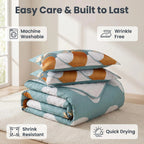 Green Geometric Circle bedspread and curtain set - care guidance
