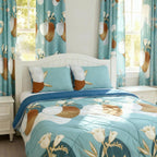 Green Geometric Circle bedspread and curtain set - coordinated bedroom