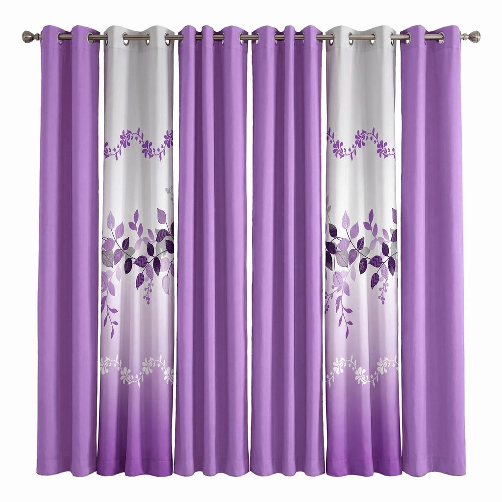 Lavender Leaf Bedspread & Curtain Set – 9 Pieces