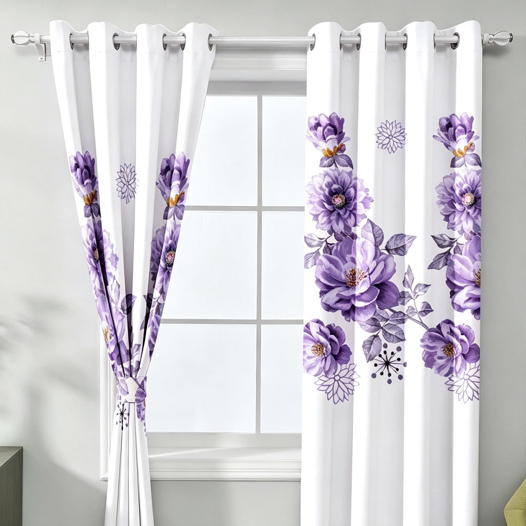 Purple Gem Floral bedspread and curtain set - curtain detail