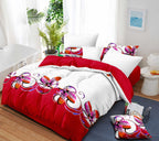Red & White Butterfly bedspread and curtain set - coordinated bedroom