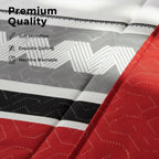 Red & Black Geometric Chevron bedspread and curtain set - coordinated bedroom