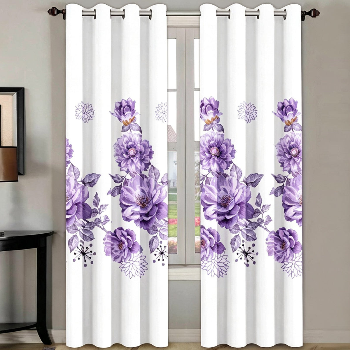 Purple Gem Floral bedspread and curtain set - curtain detail