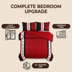 Black & Red Bohemian bedspread and curtain set - coordinated bedroom