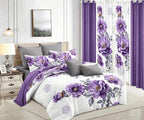 Purple Gem Floral bedspread and curtain set - bedroom view