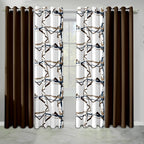 Brown Geometric bedspread and curtain set - coordinated bedroom