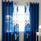 Blue & Black Rose Bedspread & Curtain Set – 9 Pieces