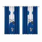 Blue & Black Rose Bedspread & Curtain Set – 9 Pieces