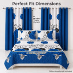 Blue & Black Rose Bedspread & Curtain Set – 9 Pieces